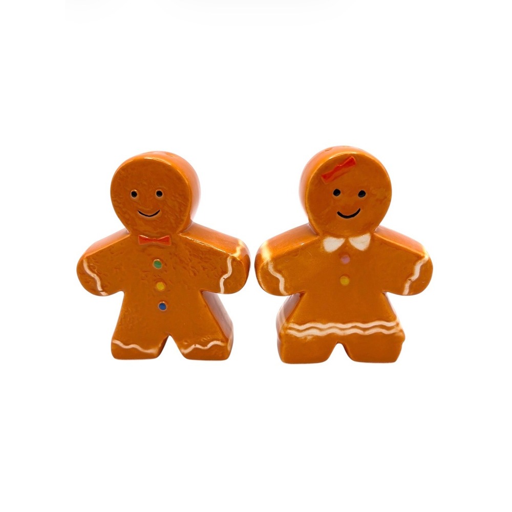 Gingerbread Couple Ceramic Salt & Pepper Shakers Christmas Holiday Kitchen Decor